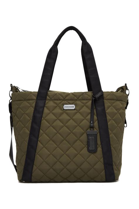 olive green quilted tote bag